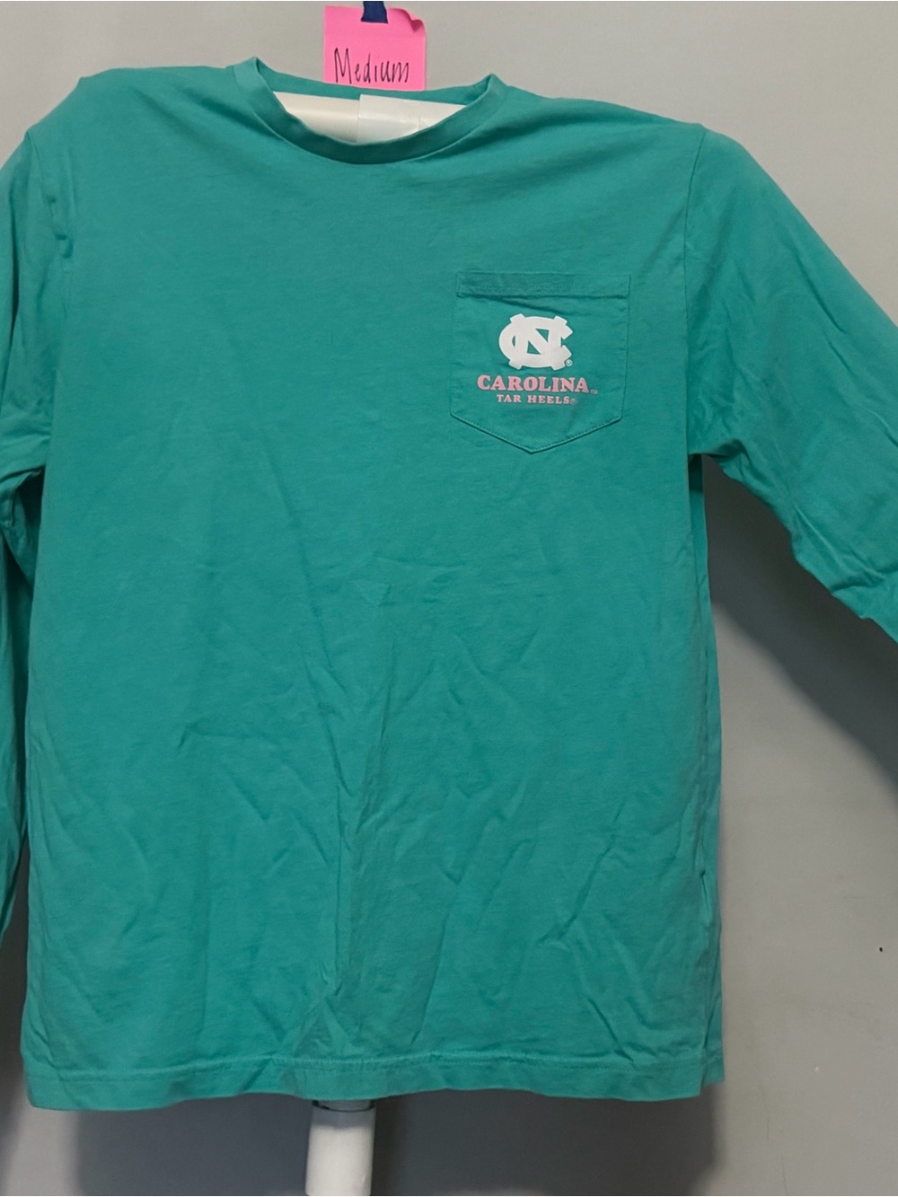 Champion Teal Carolina Tar Heels Long-Sleeve Pocket Tee